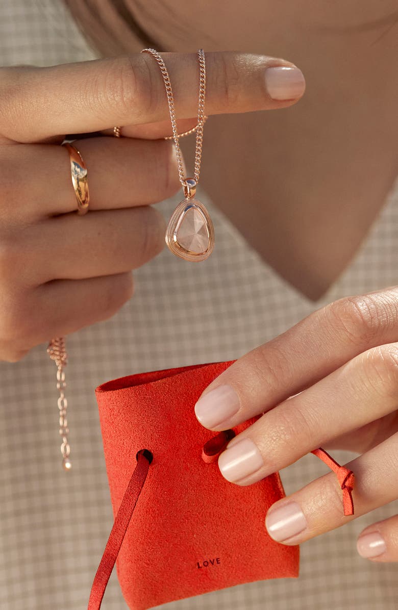 Monica Vinader Amulet Love Rose Quartz Pendant Necklace, Alternate, color,