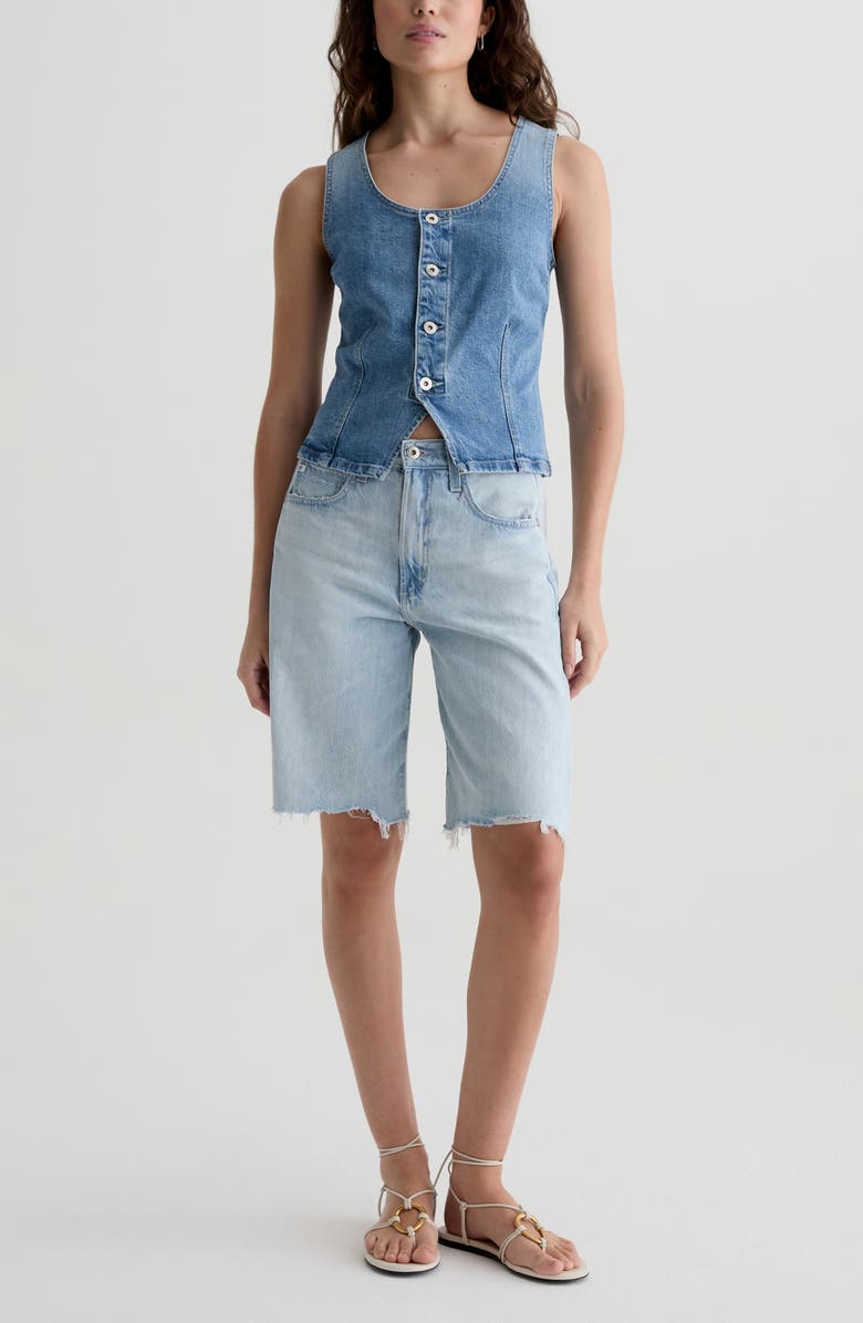 AG Hattie High Waist Raw Hem Denim Barrel Shorts, Alternate, color,