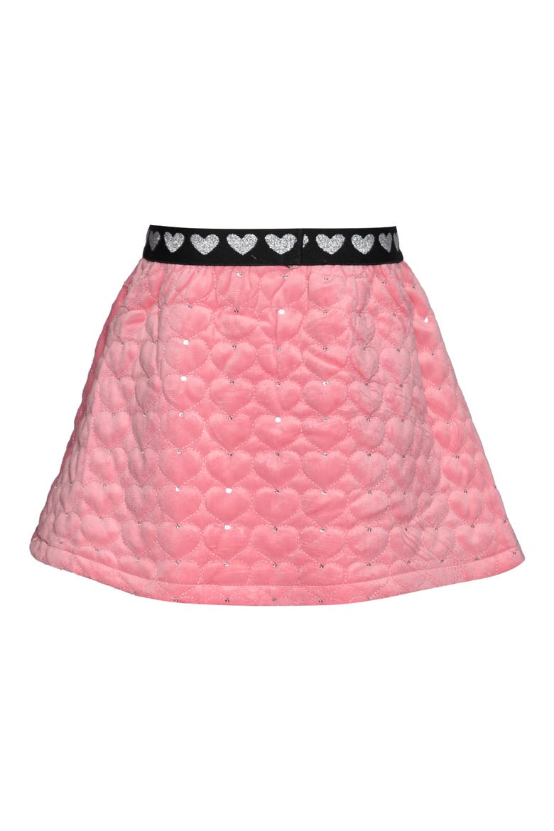 Kids' Quilted Rhinestone Heart Skirt, Alternate, color, PINK