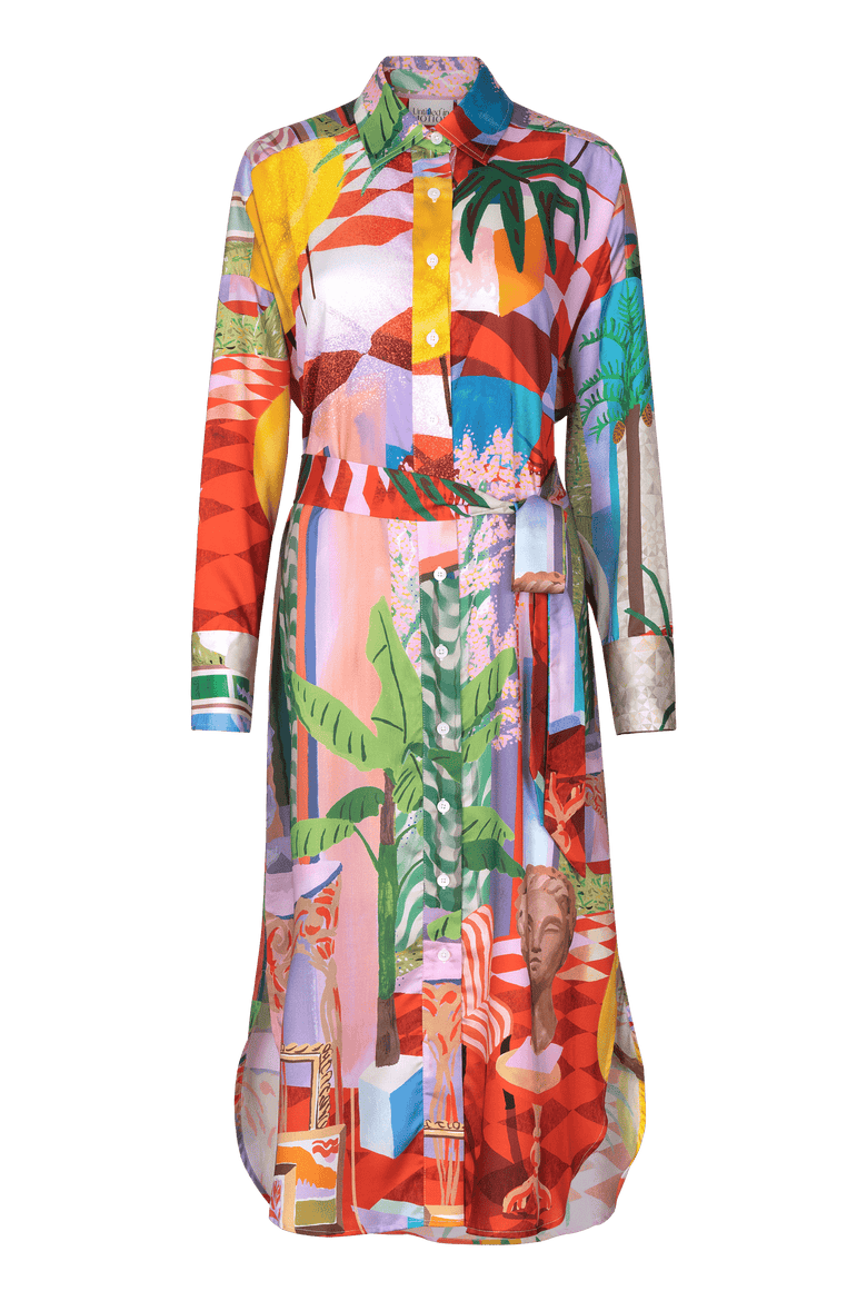 Ona Long Sleeve Shirt Dress, Main, color, Novela