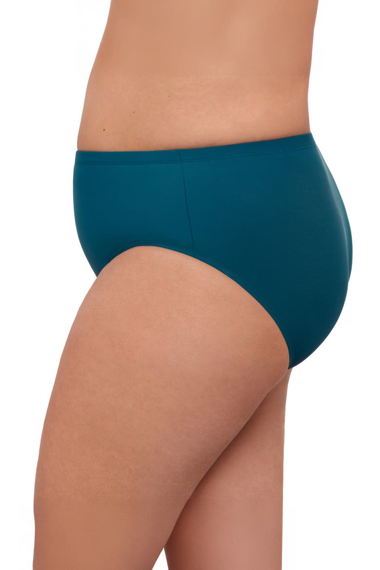Plus Size Mid Rise Tummy Control Swim Brief, Alternate, color, Lagoon