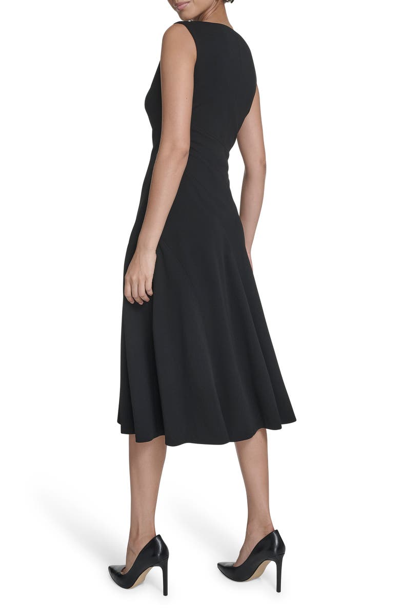 Calvin Klein Crepe Seam Midi A-Line Dress, Alternate, color, Black