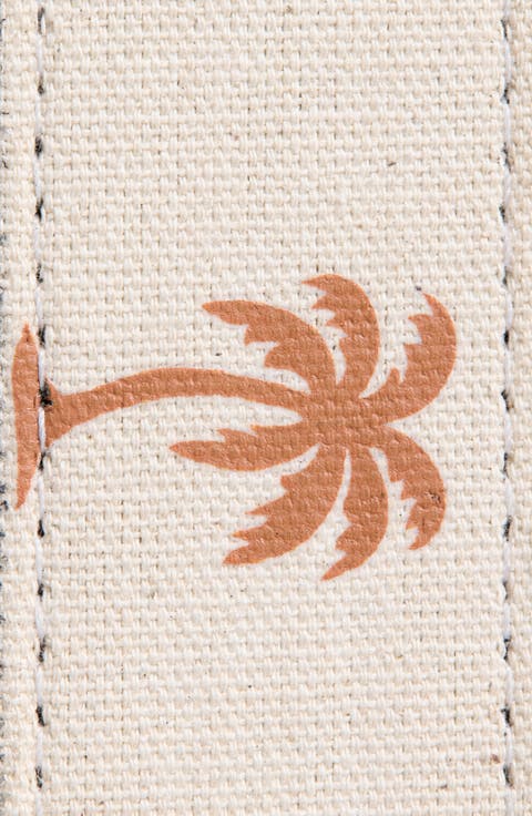 Palm Print Canvas & Leather Belt