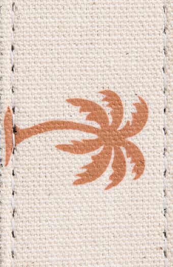 Palm Print Canvas & Leather Belt