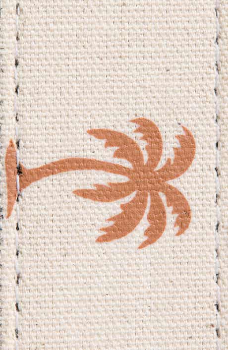 Palm Print Canvas & Leather Belt
