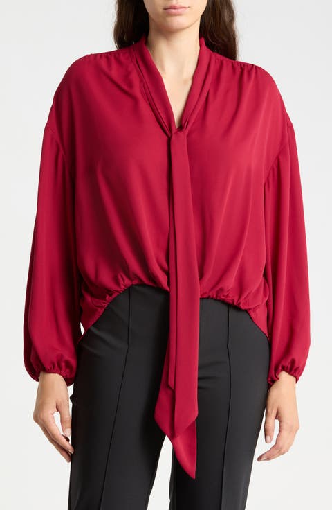 Tie Neck Draped Blouse