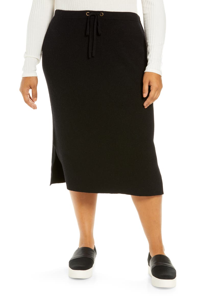 Sweater Knit Skirt, Main, color, BLACK