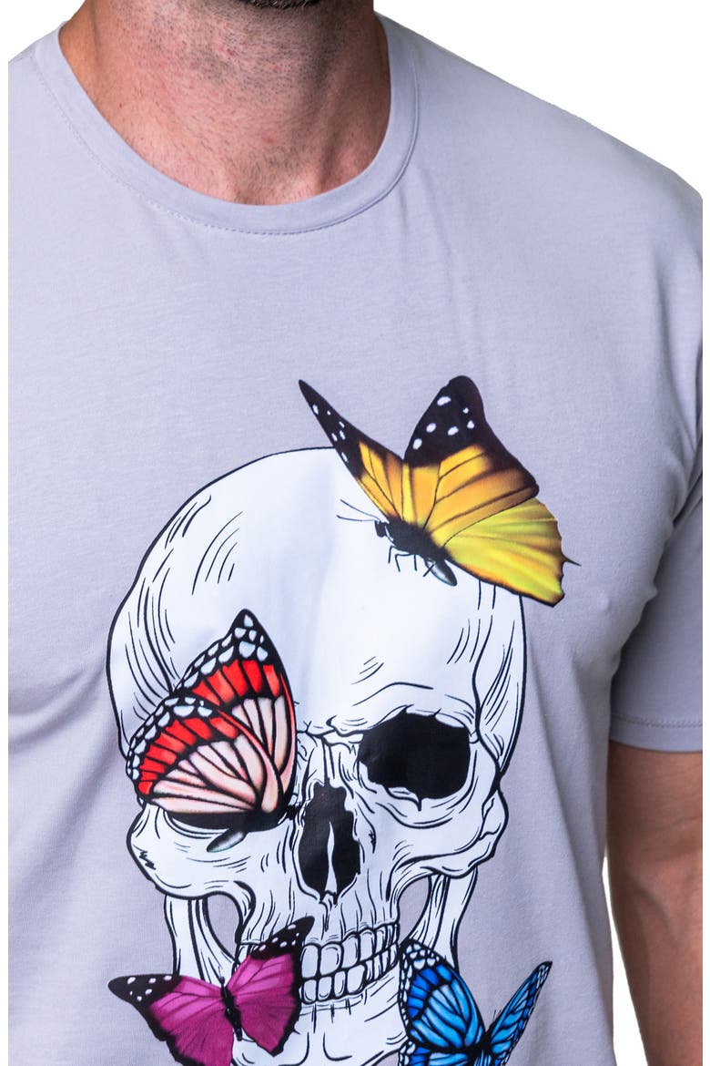 Butterfly Skull Graphic T-Shirt, Alternate, color, GREY
