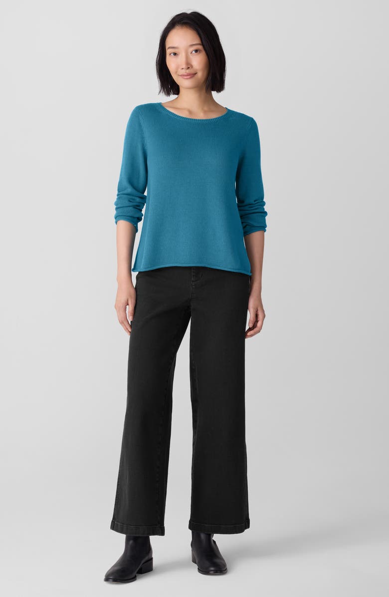 Eileen Fisher Bateau Neck Cotton Blend Sweater, Alternate, color, Dragonfly