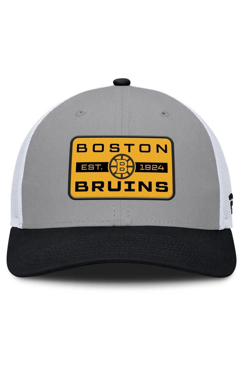 FANATICS Men's Fanatics Gray/Black Boston Bruins Fundamental Adapt Trucker Adjustable Hat, Alternate, color, Gray