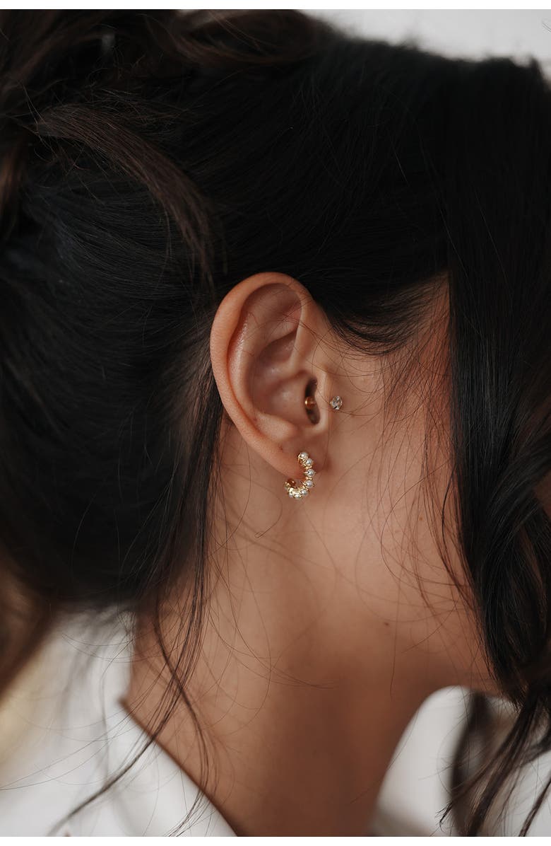 Untamed Petals Jessica Pearl Mini Hoops, Alternate, color, Pearl