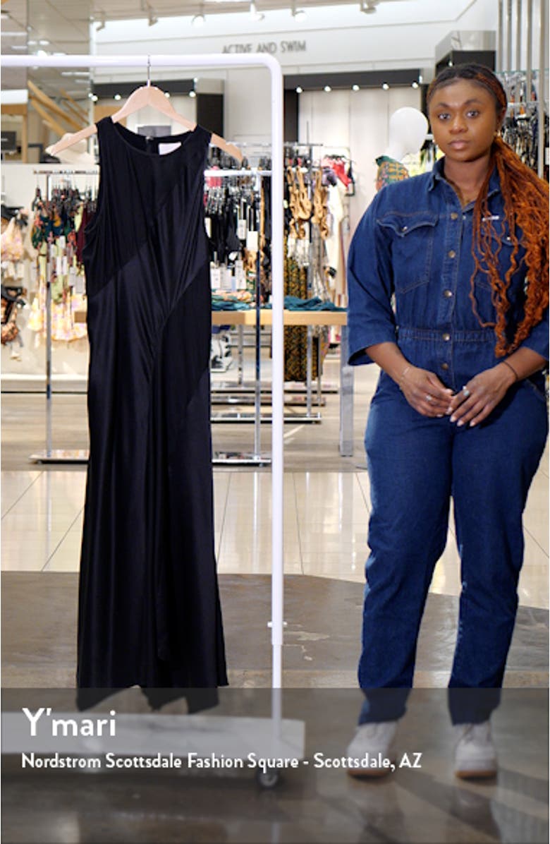 Solana Asymmetric Hem Sleeveless Silk Maxi Dress, sales video thumbnail