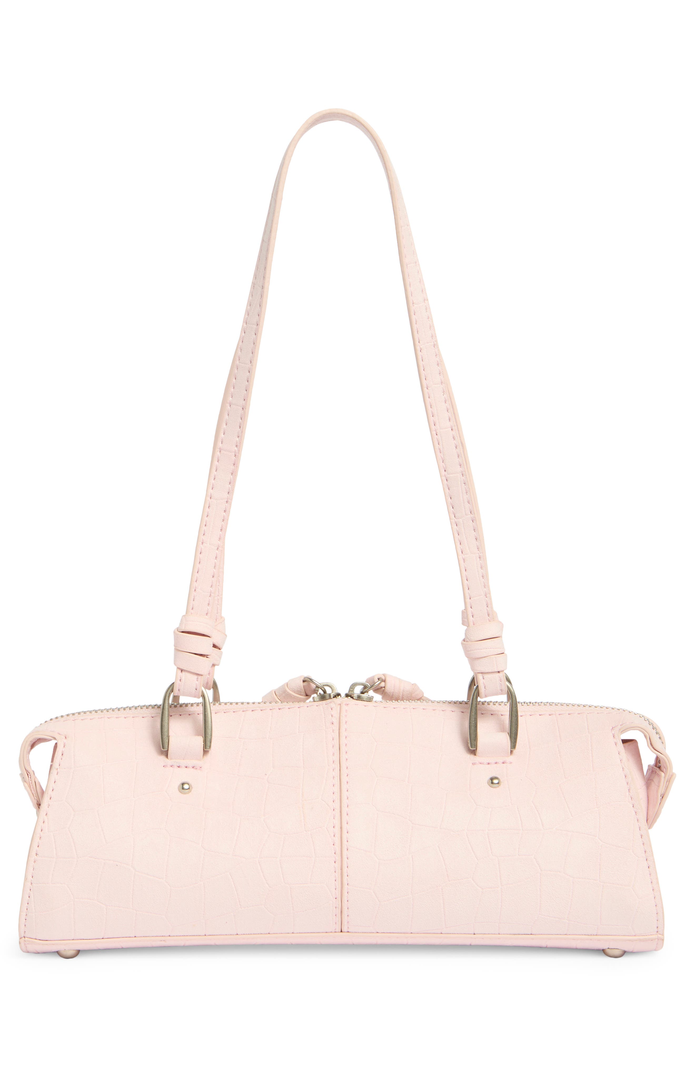 Steve Madden Sybil Croc Embossed Faux Leather Shoulder Bag, Alternate, color, Ballet Pink