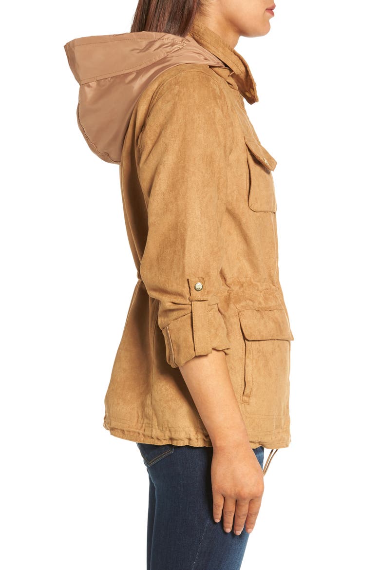 Faux Suede Utility Jacket, Alternate, color, CAMEL