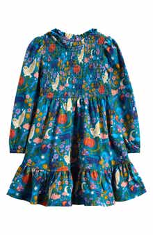 Mini Boden Kids' Twirly Smocked Long Sleeve Cotton Dress