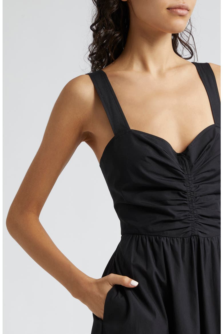 Lilah Ruched Ruffle Hem Maxi Dress, Alternate, color, BLACK