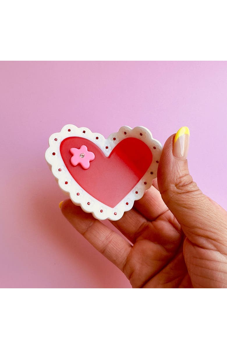 Centinelle Valetines Laced Hearts Hair Claw, Alternate, color, Red