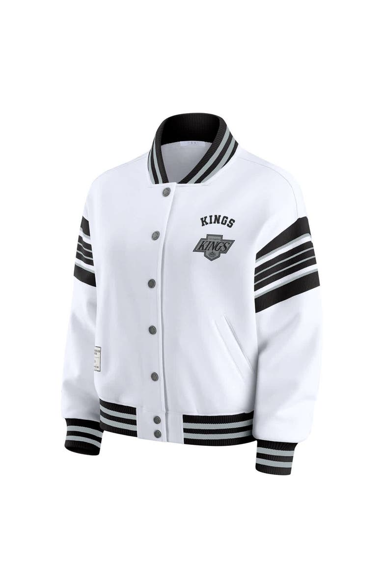 WEAR by Erin Andrews Women's WEAR by Erin Andrews White/Black Los Angeles Kings Full-Snap Fleece Sweatshirt Jacket, Alternate, color, 