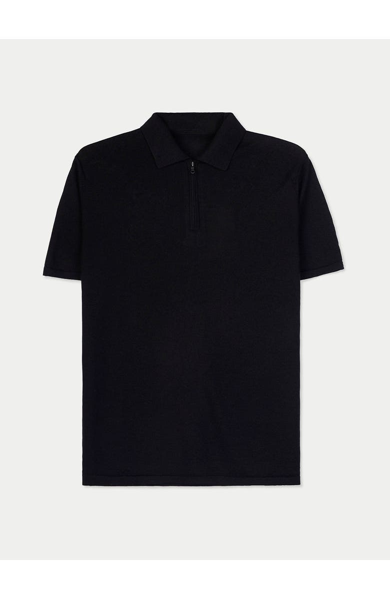 Gobi Cashmere Cashmere Silk Half-Zip Polo Top, Alternate, color, Black