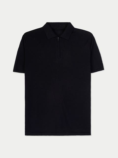Cashmere Silk Half-Zip Polo Top