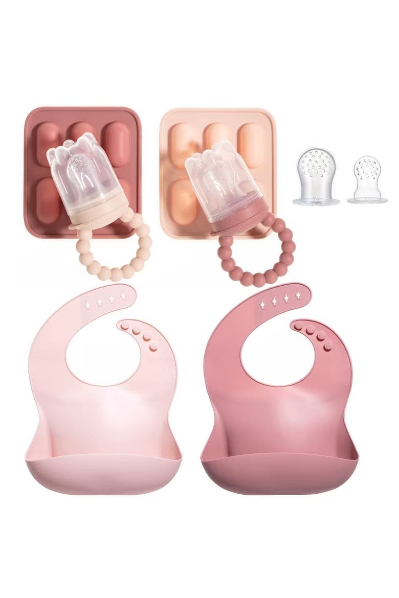Silicone Baby Fruit Feeder and Bib Set, Main, color, Pink