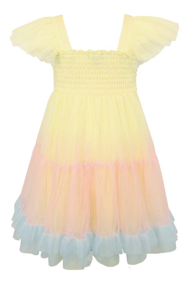 Kids' Butterfly Appliqué Mesh Dress, Alternate, color, YELLOW