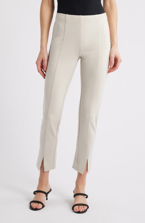 Split Hem Pull-On Crop Slim Pants