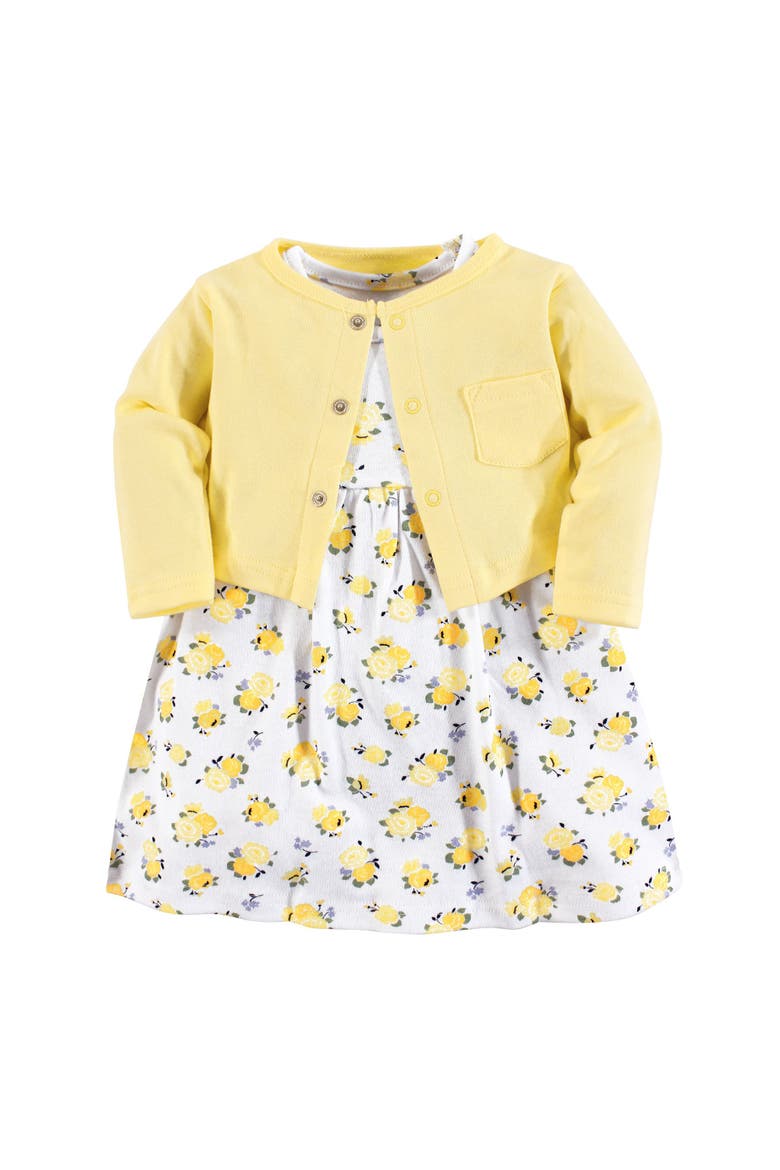 Dress and Cardigan, Main, color, Yellow Floral