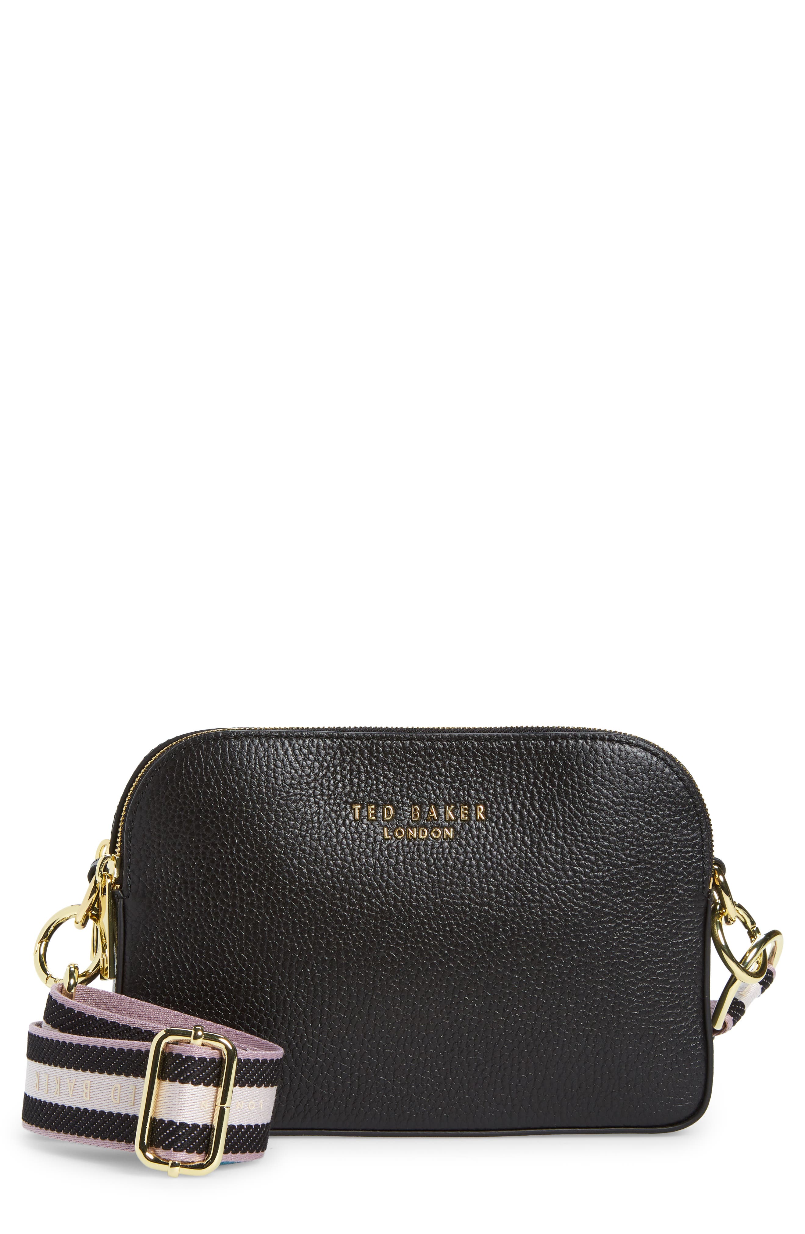Ted Baker London Amerrah Branded Strap Leather Crossbody Bag, Main, color, 