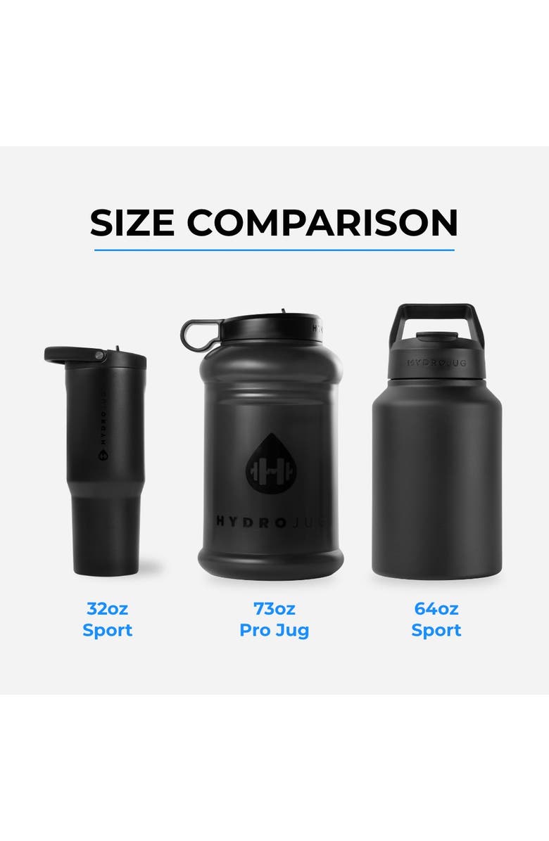 HydroJug Sport Half Gallon Water Bottle with Straw 64oz, Leakproof Insulated Tumbler for Gym or Outdoor, Alternate, color, Black