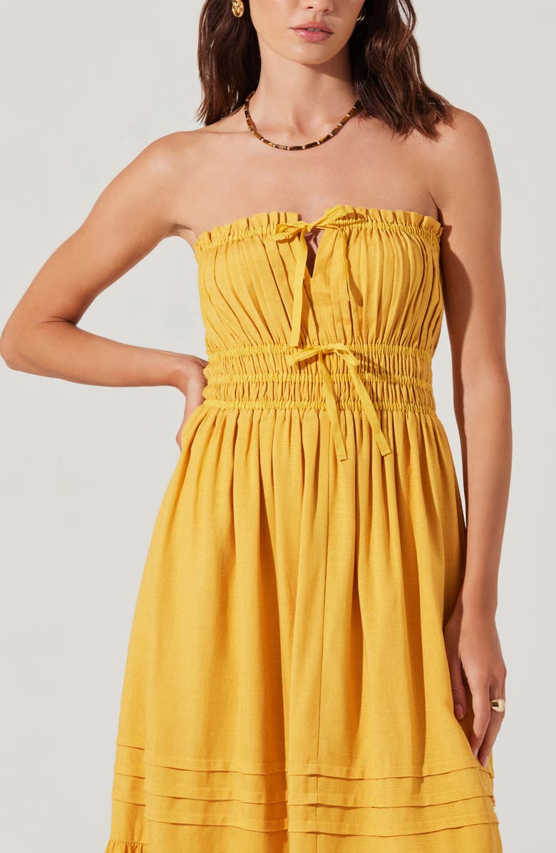 ASTR the Label Aubrie Strapless Midi Sundress, Alternate, color, Mustard