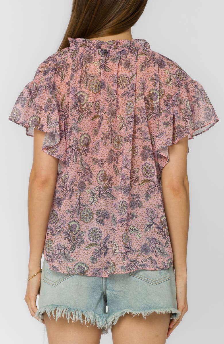 VELVET HEART Sahara Flutter Sleeve Top, Alternate, color, Kawaii Bloom