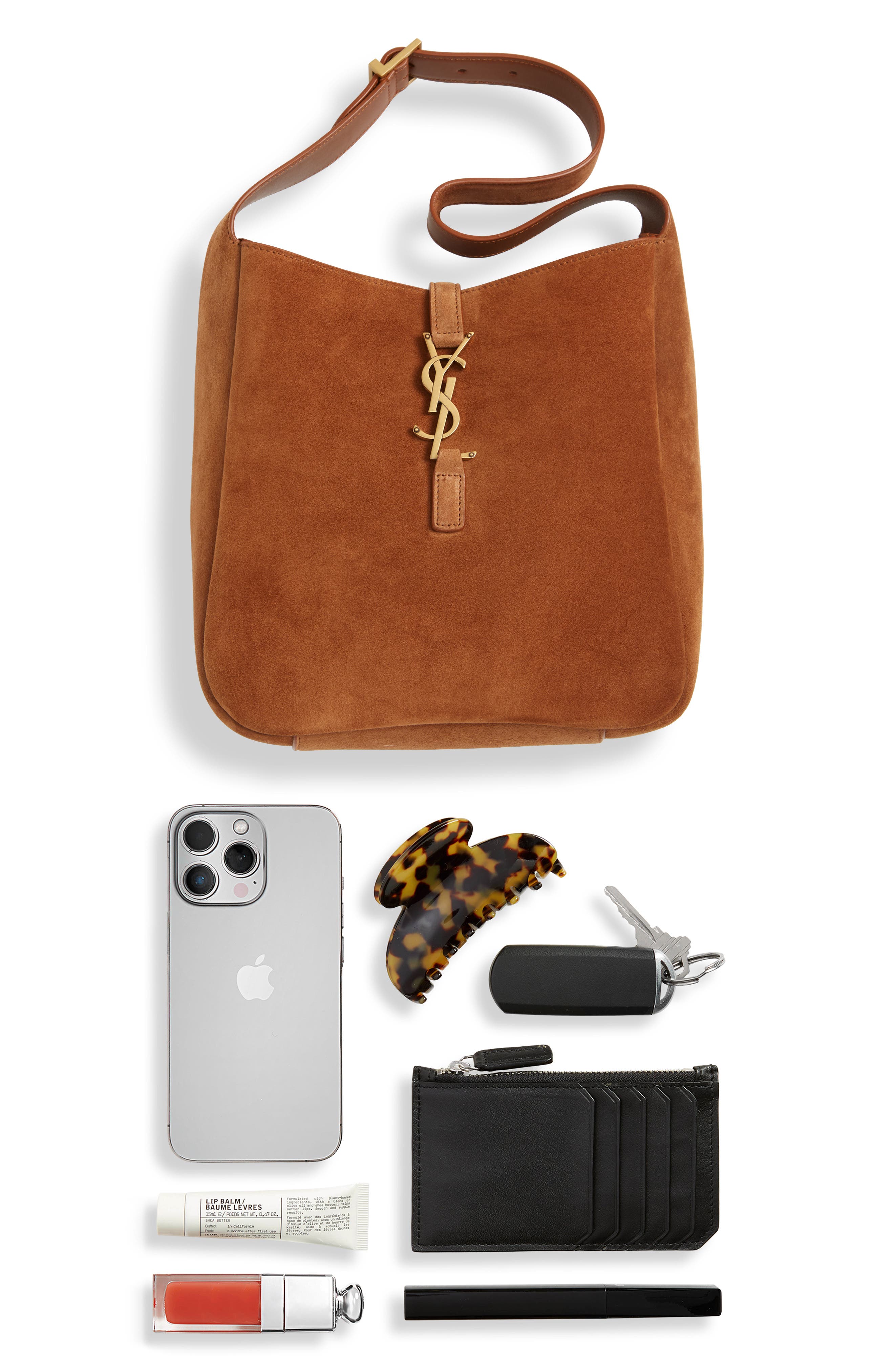 Small Le 5 à 7 Suede Hobo Bag, Alternate, color, BROWN CARAMEL