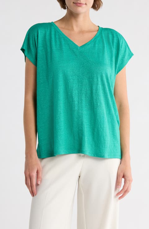 V-Neck Organic Linen T-Shirt