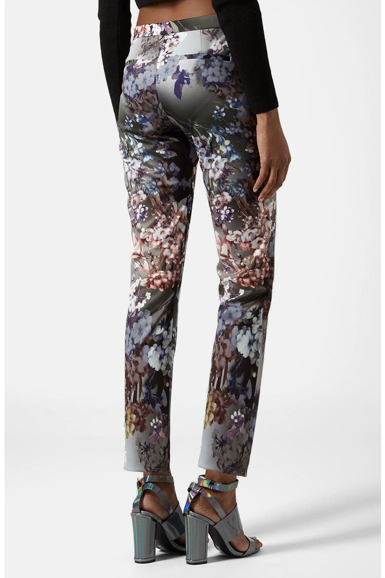 Floral Print Cigarette Trousers, Alternate, color, BLACK MULTI