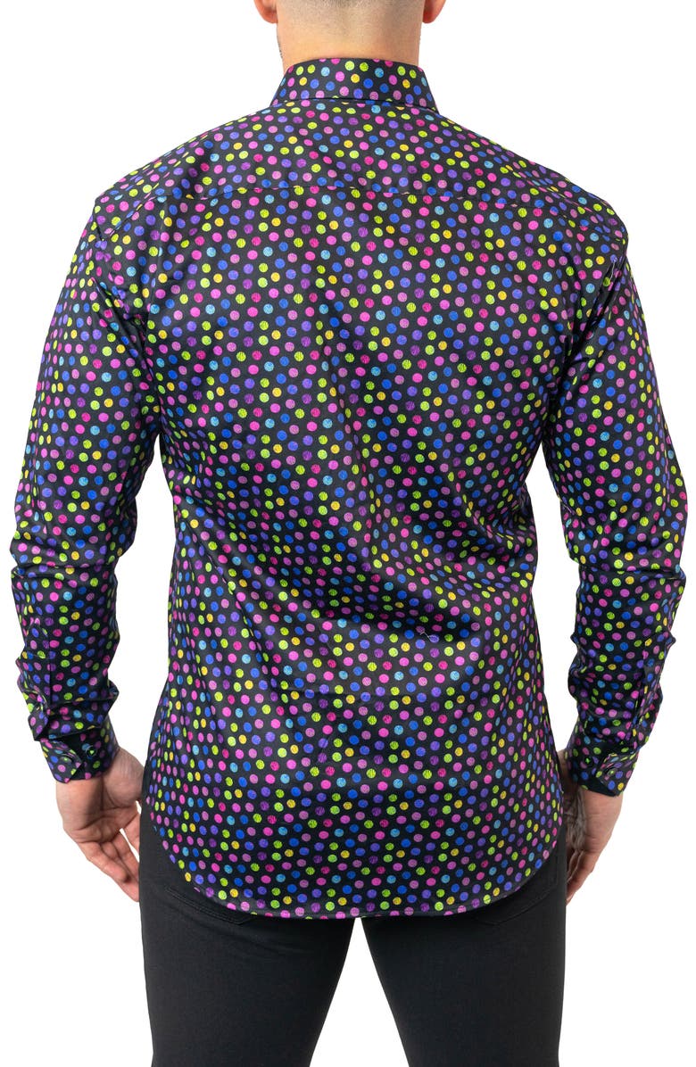Maceoo Fibonacci Skittles Contemporary Fit Button-Up Shirt, Alternate, color, Black