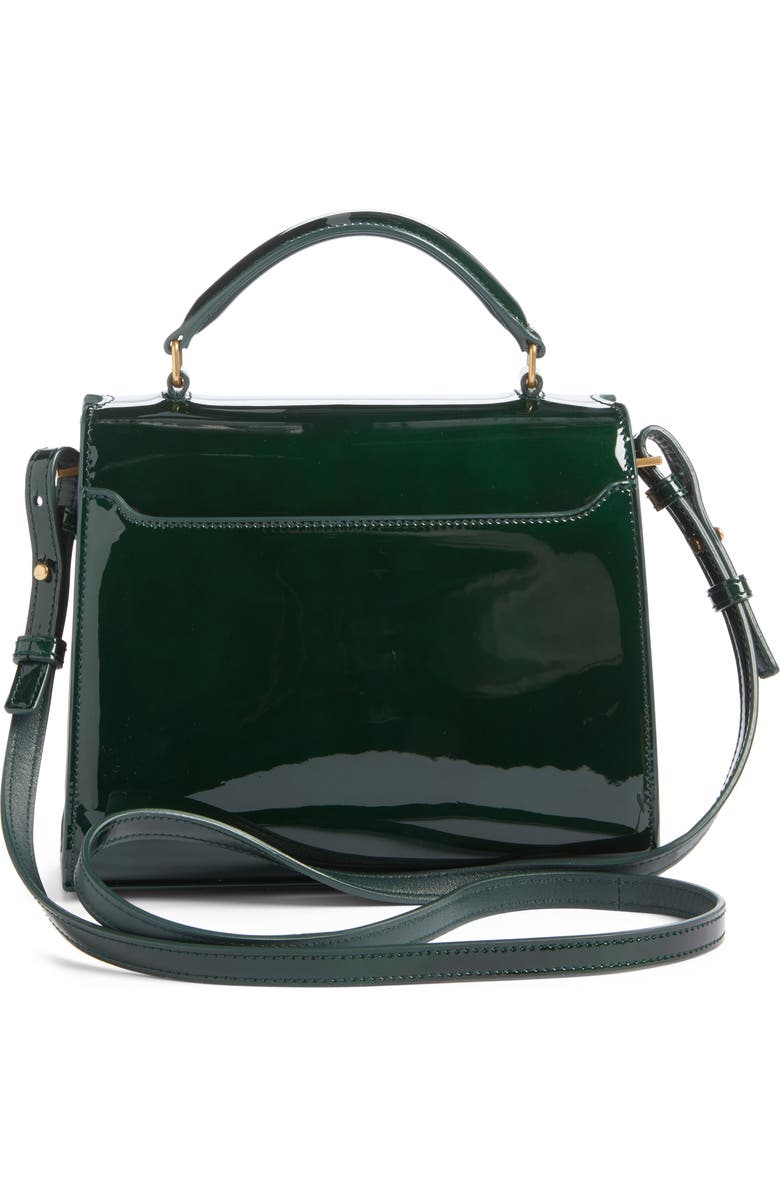 Saint Laurent Mini Cassandra Patent Leather Top Handle Bag, Alternate, color, Fir Leaf