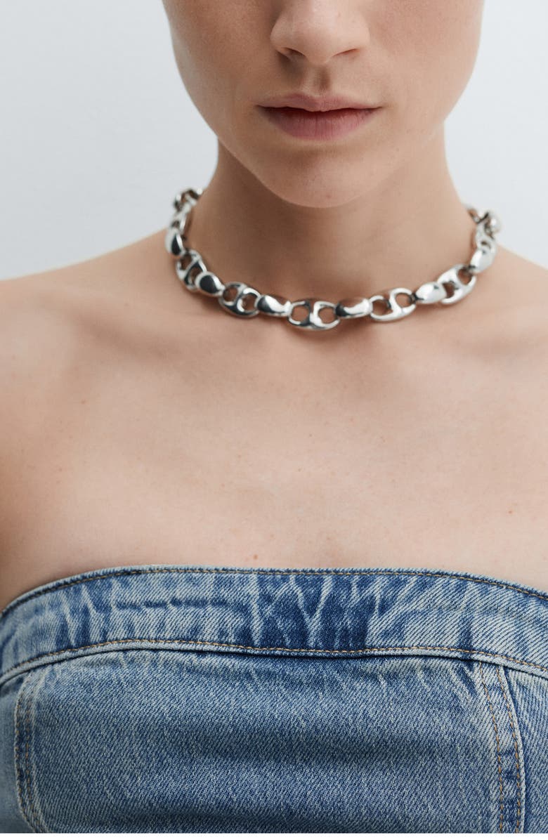 MANGO Strapless Denim Dress, Alternate, color, 