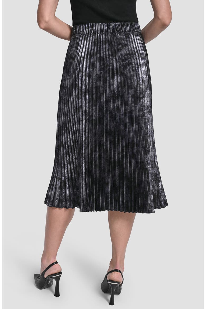 Metallic Oil Spill Pleated Midi Skirt, Alternate, color, GUNMETAL