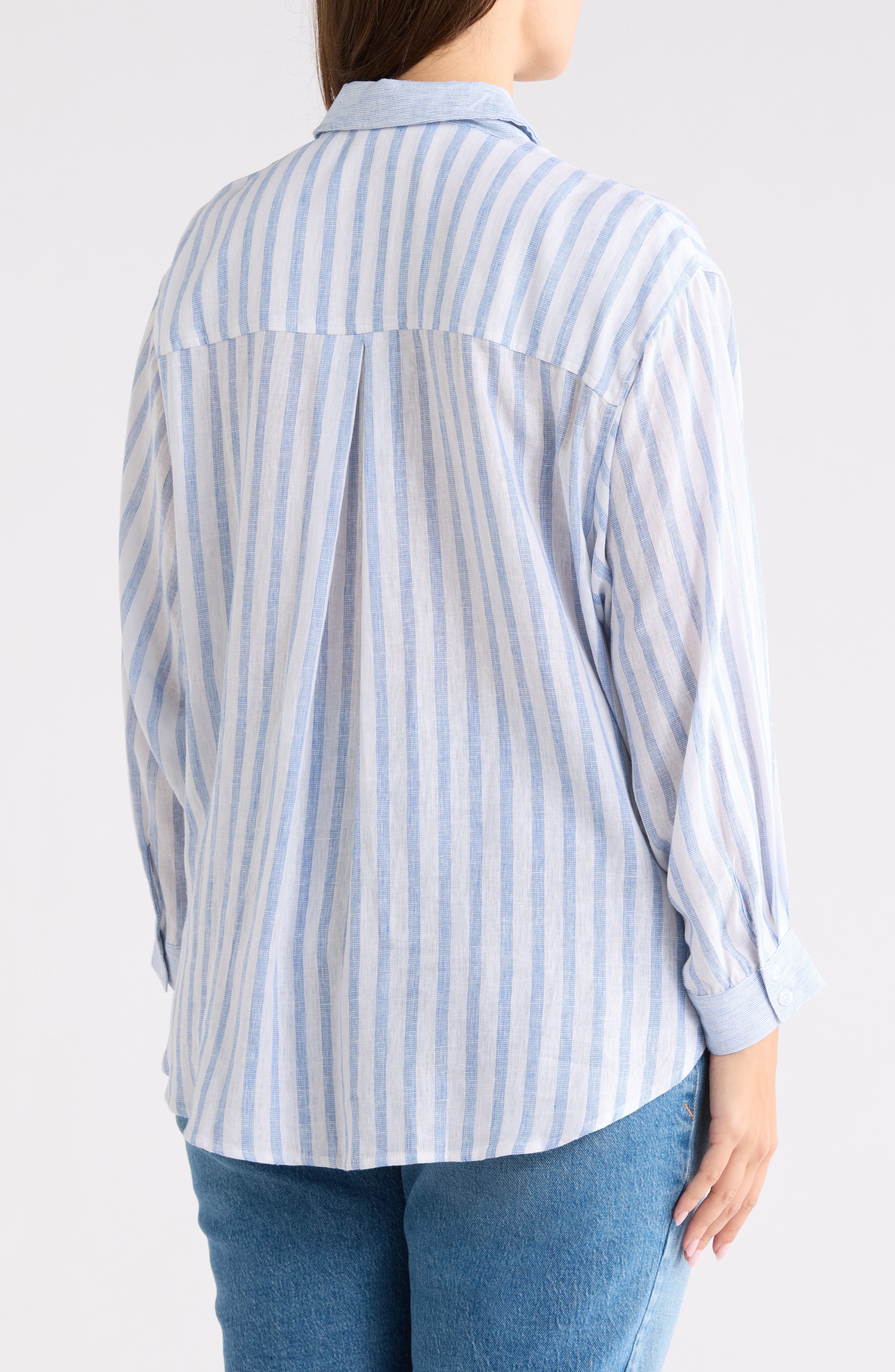 Stripe Linen Blend Button-Up Shirt - image 2