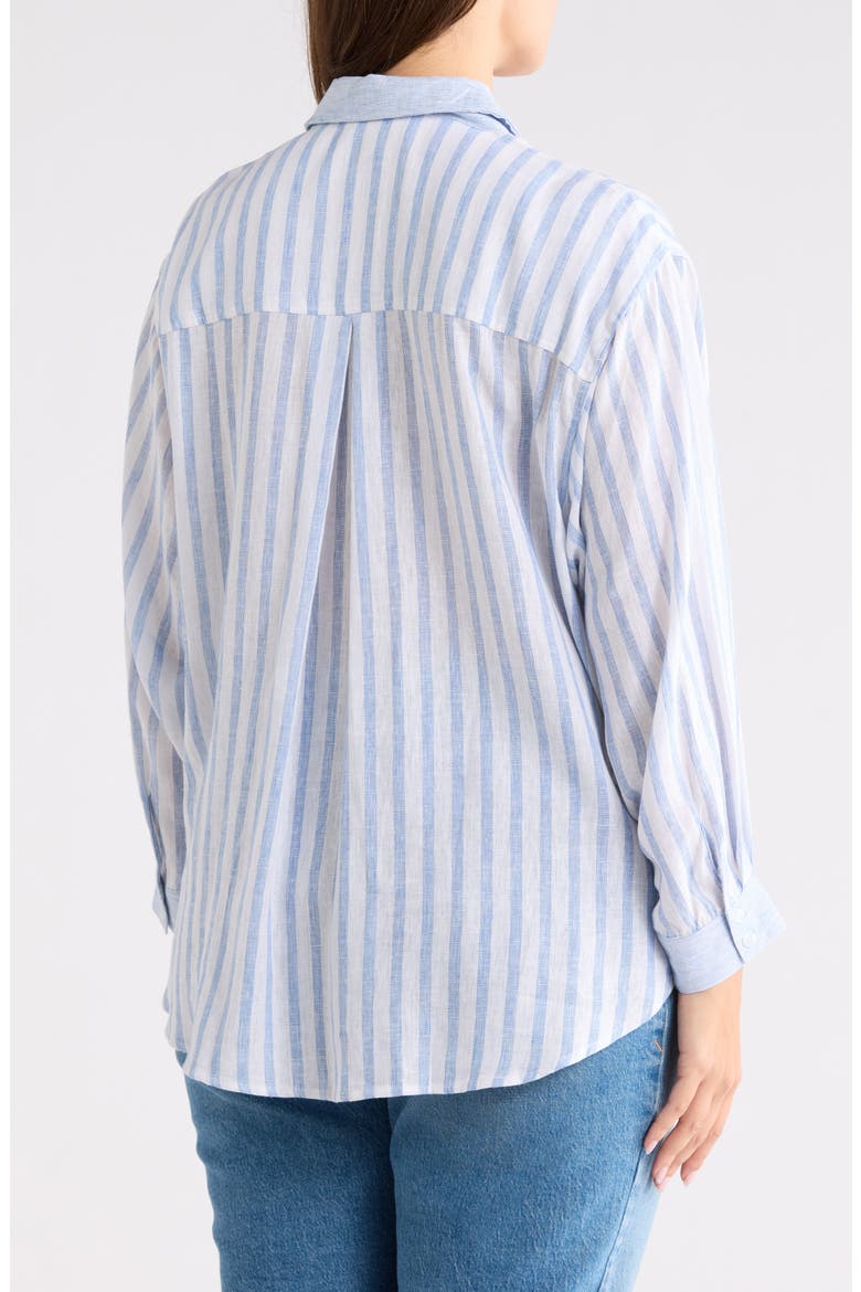 Stripe Linen Blend Button-Up Shirt, Alternate, color, BLUE/ WHITE STRIPE