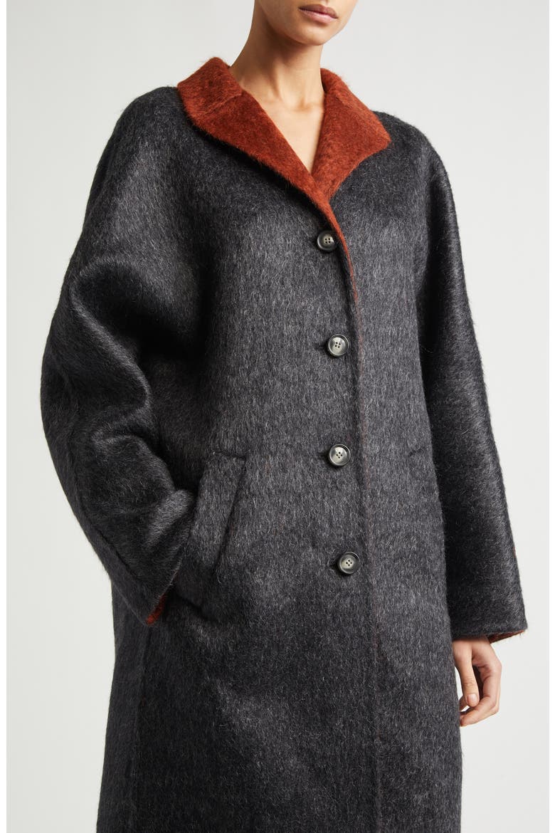 Double Splittable Virgin Wool & Mohair Blend Coat, Alternate, color, RYN80 GRANITE