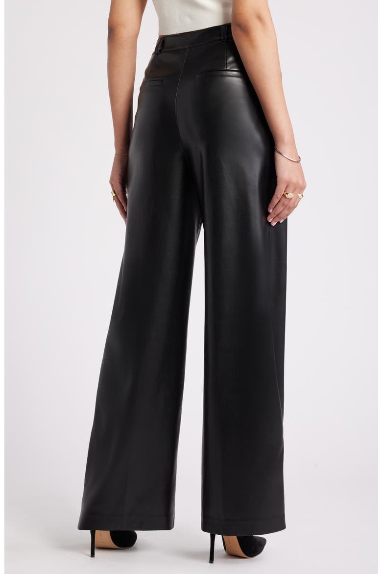 Faux Leather Wide Leg Pants, Alternate, color, BLACK