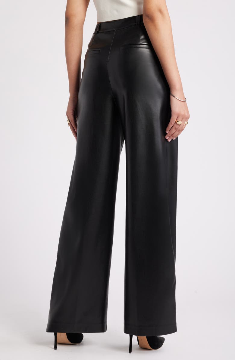 Open Edit Faux Leather Wide Leg Pants, Alternate, color, Black