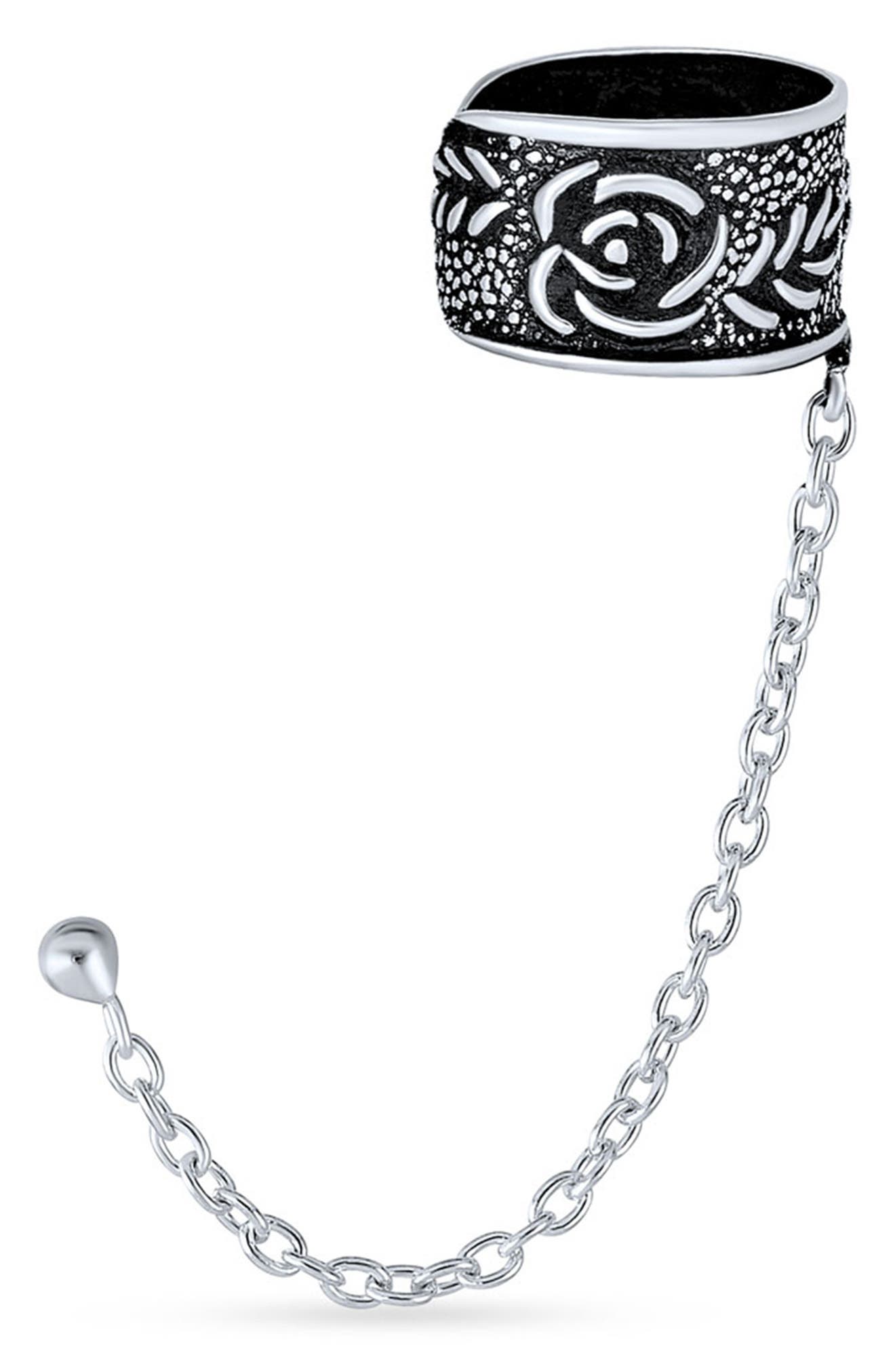 BLING JEWELRY Boho Cartilage Ear Cuff With Chain