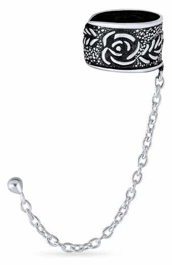 BLING JEWELRY Boho Cartilage Ear Cuff With Chain