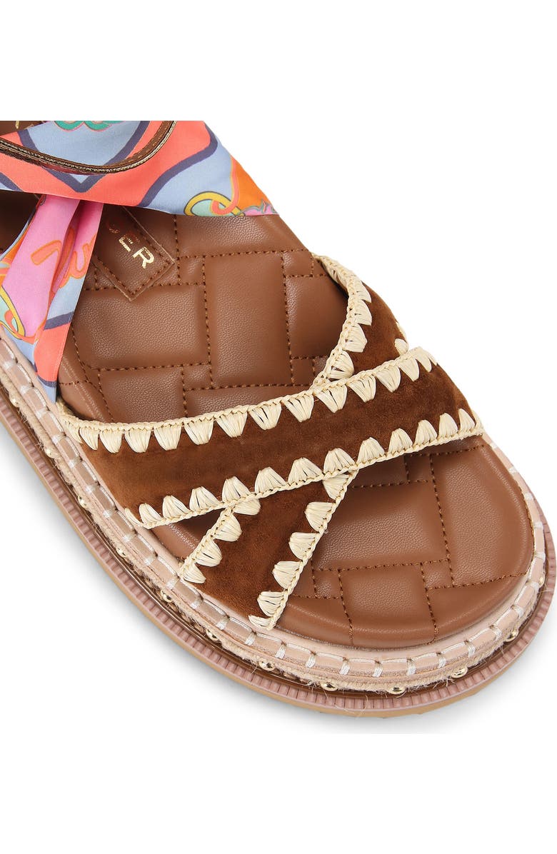 Kurt Geiger London Orson Cross Scarf Sandal, Alternate, color, Brown