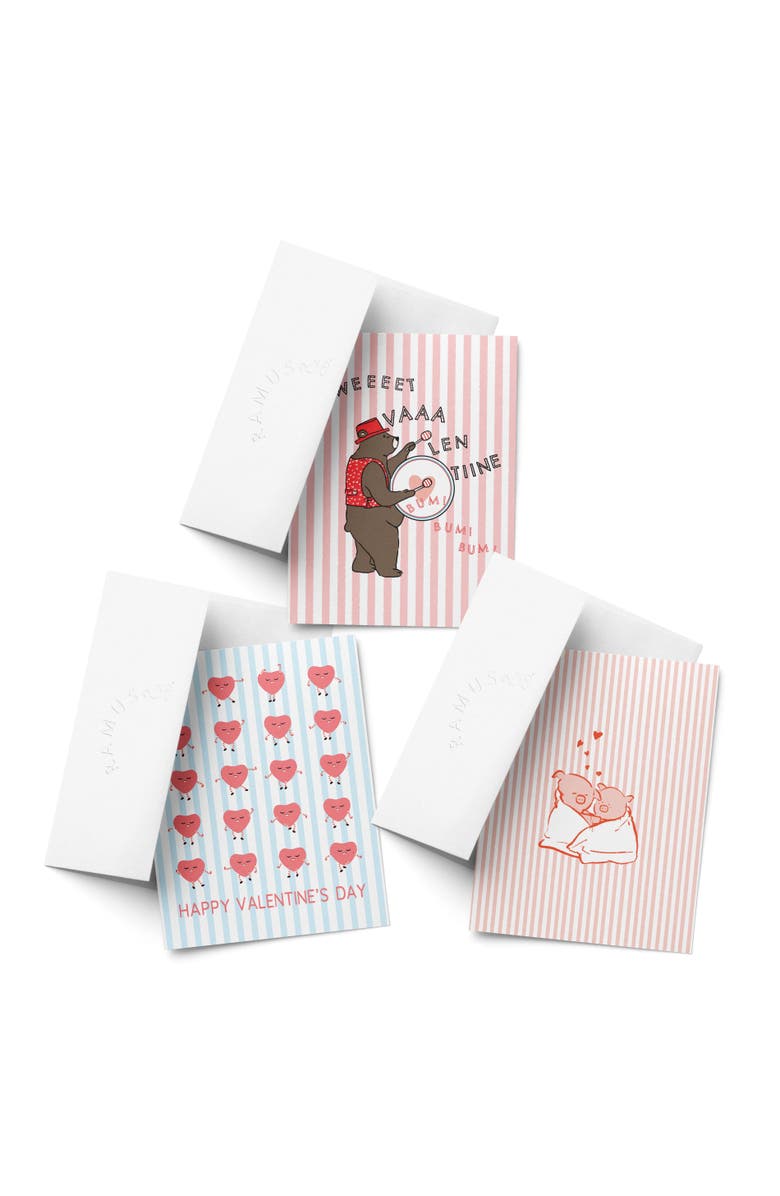 Ramus & Co Valentine's Day Friendship Greeting Card Pack Sets, 'Hearts Dance, Sweet Song, Piggies in a Blanket', Main, color, Multi-Pack