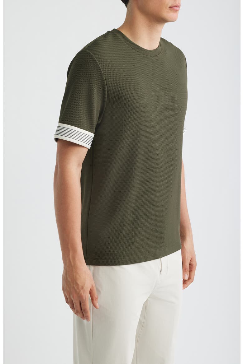 Aries Textured Contrast Cuff T-Shirt, Alternate, color, DARK FOREST GREEN