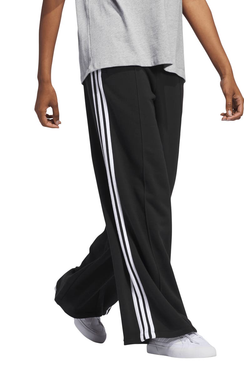 adidas Originals 3-Stripes Wide Leg Cotton French Terry Pants, Alternate, color, 